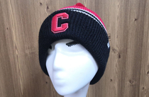 Single C black red and white contrasting color embroidered logo woolen hat warm hat knitted hat cold hat 18-8