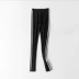Quần legging nữ mặc sọc dọc mùa thu eo thon eo cao bên hông dải trắng co giãn kích thước lớn song song thanh phương thức chân quần