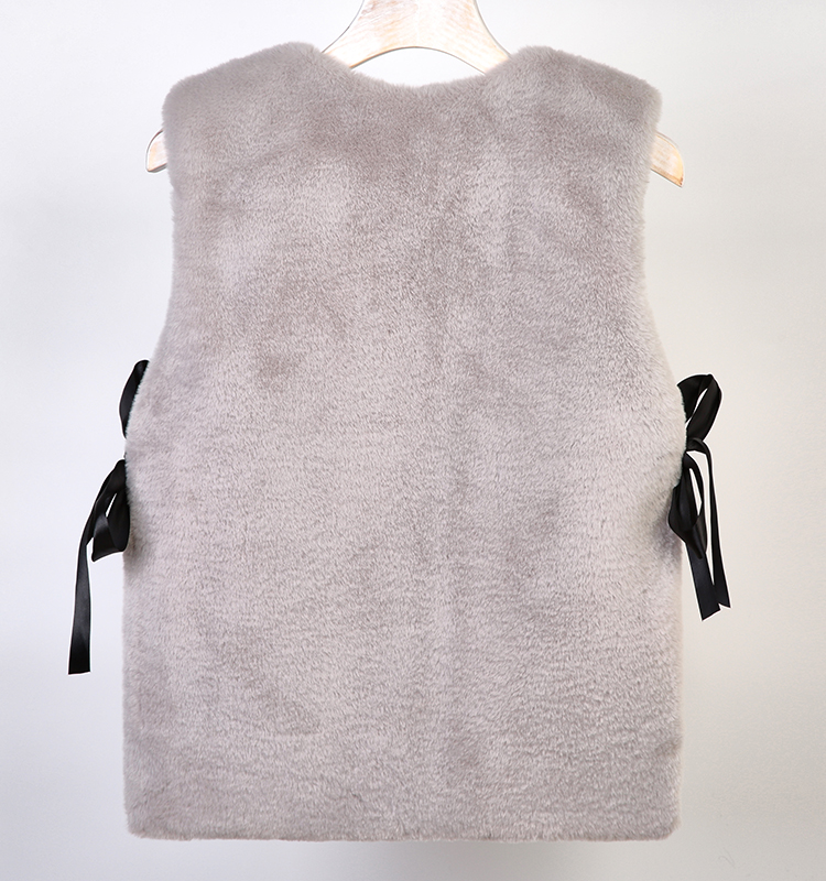 Phiên bản tiếng Hàn mới của hàng nhái 獭 thỏ lông ngắn tóc giả lông vest vest nữ ruy băng ngắn là áo khoác mỏng vest vest dạ ép lông cừu