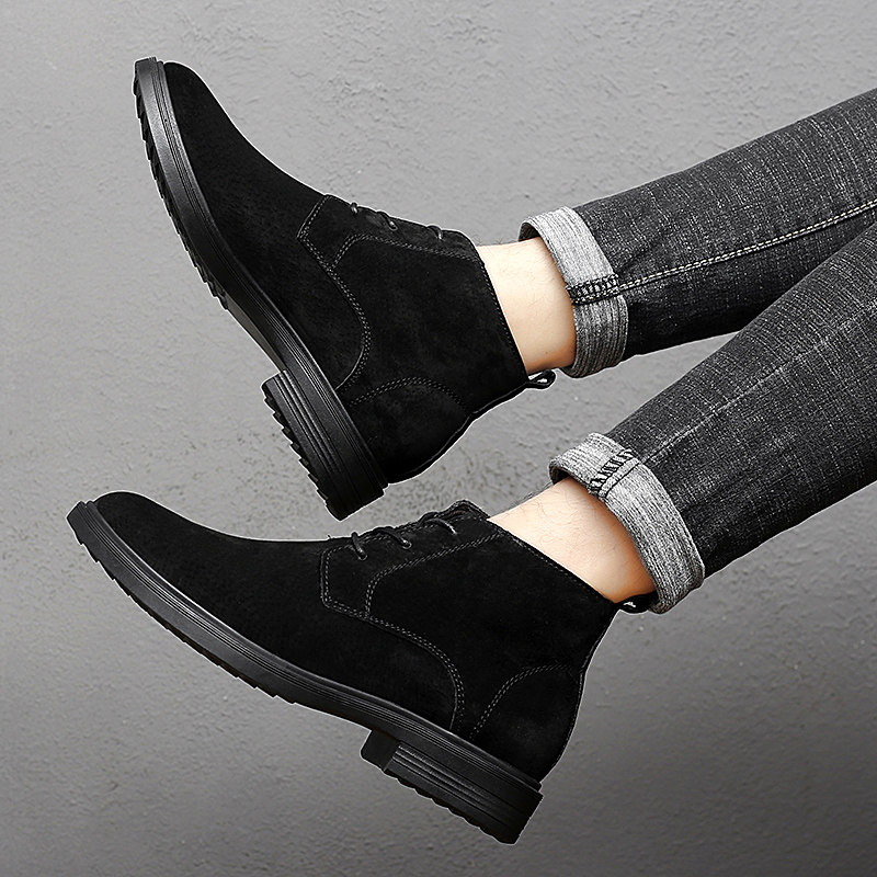 Fall large size Martin boot male high cylinder 45 trendy Inlenty wind 46 casual midbarrel genuine leather shoes 47 black short boots