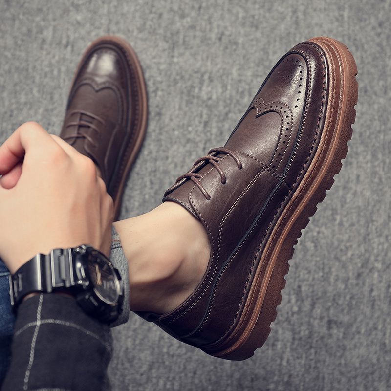 Leather shoes men's British Brock board shoes 2022 spring new casual Korean version trend all-match youth breathable low-top