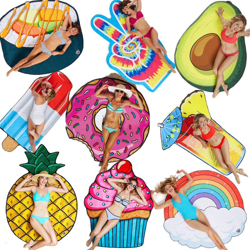 Net Red European And European Seaside Holiday Round Doughnut Beach Towels Background Cloth Travel Cushion Towels Beach Blanket