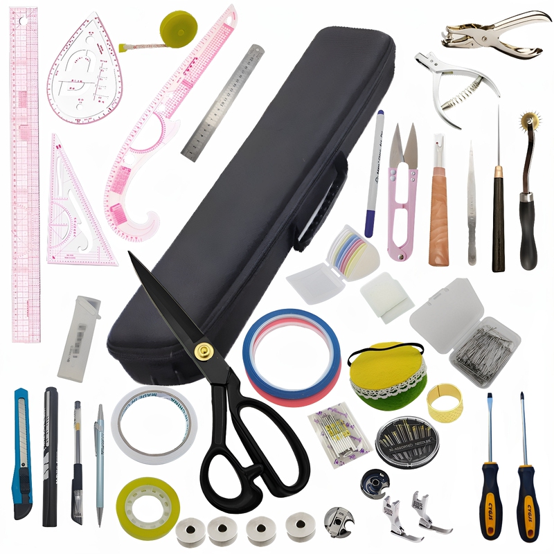 Clothing Craft Making Tool Kit for Students to Learn Draping and Design, Including Scissors, Pins, Awl, Ruler Set Clothing Craft Making Tool Kit for Students to Learn Draping and Design, Including Scissors, Pins, Awl, Ruler Set