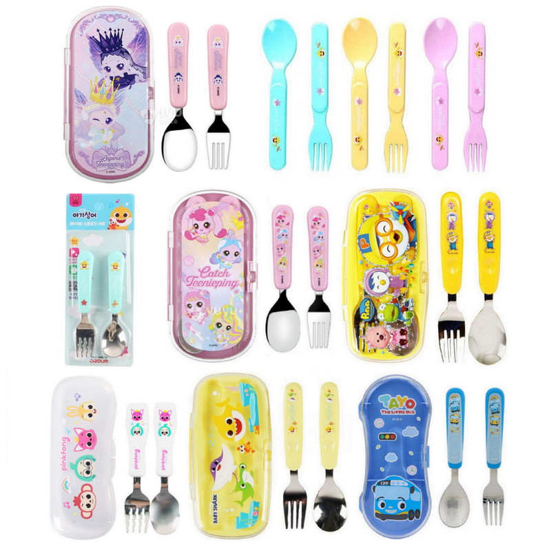 Tableware Cartoon Heart Cute Koko&Shark&Taiyo&Pororo Spoon and Fork Set&Shark Abs Spoon and Fork Optional Tableware Cartoon Heart Cute Koko&Shark&Taiyo&Pororo Spoon and Fork Set&Shark Abs Spoon and Fork Optional