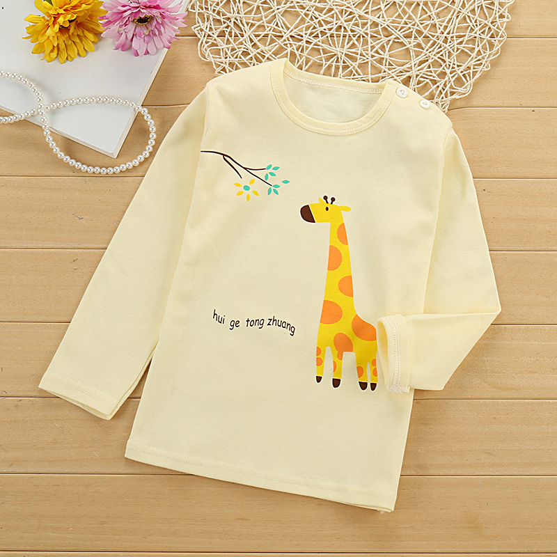 Trẻ em dài tay hàng đầu T-shirt bé trai cotton dài tay áo thun cô gái mùa thu đáy đơn mảnh đầu bông 1-6 tuổi.