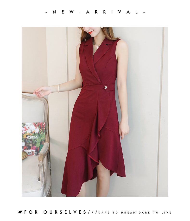 2019 phổ biến phụ nữ váy mới mùa hè khí chất gợi cảm lady eo thon không tay áo dài - Váy eo cao đầm rút dây eo