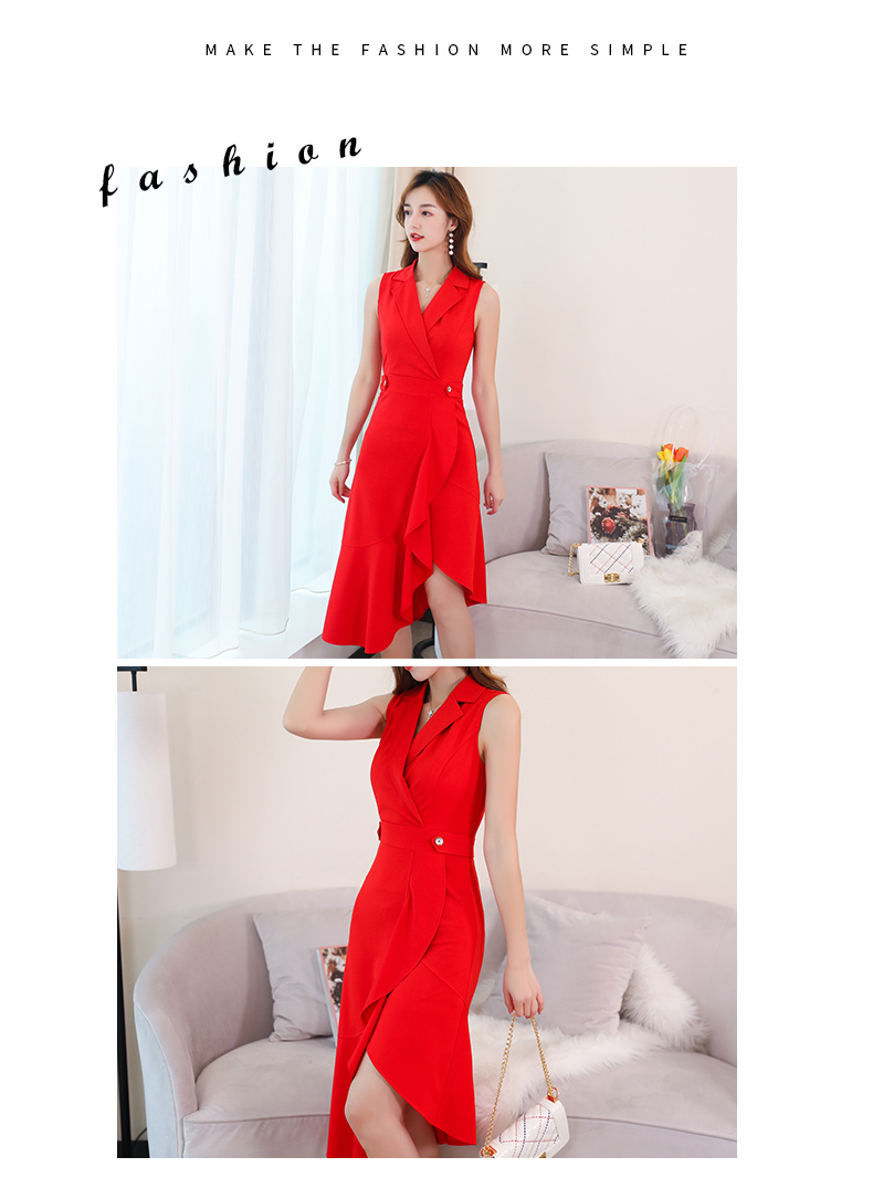 2019 phổ biến phụ nữ váy mới mùa hè khí chất gợi cảm lady eo thon không tay áo dài - Váy eo cao đầm rút dây eo