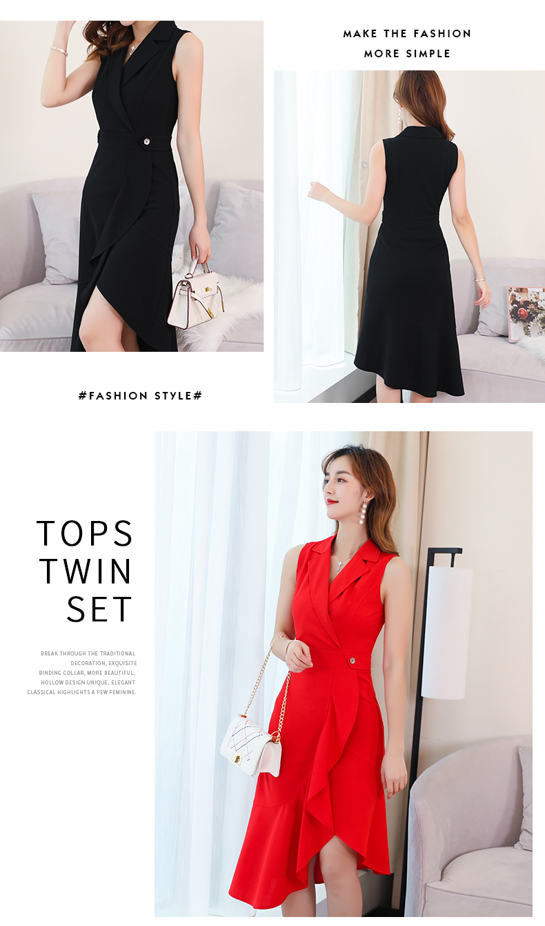 2019 phổ biến phụ nữ váy mới mùa hè khí chất gợi cảm lady eo thon không tay áo dài - Váy eo cao đầm rút dây eo