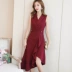 2019 phổ biến phụ nữ váy mới mùa hè khí chất gợi cảm lady eo thon không tay áo dài - Váy eo cao 	váy sơ mi rút eo	 Váy eo cao
