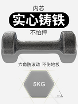 Dumbbell mens fitness household equipment 3kg5 kg one pair of childrens primary school arm muscles solid all-iron Xiaoyaling