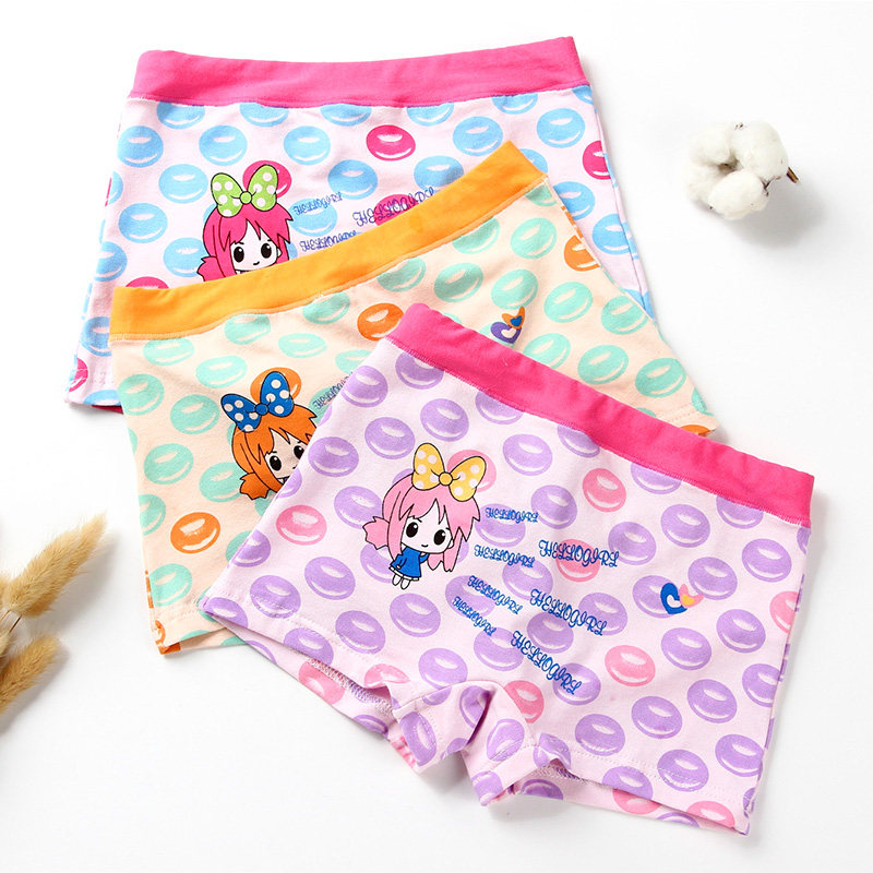 Children's underwear girls cotton boxer angle children primary school students four corners 4 children girls princess shorts 6-7-8 years old