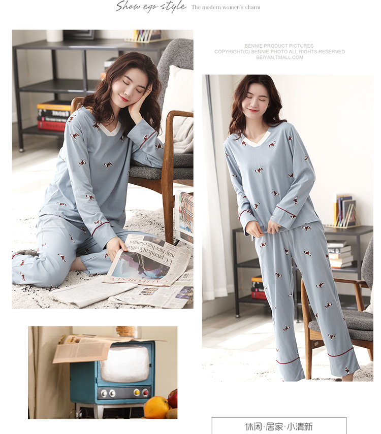 Card Love Pyjama Cotton mùa thu dài tay mùa xuân và mùa thu Hàn Quốc Tươi tươi Ngọt ngào Thời trang ngọt ngào Dịch vụ tại nhà - Cha mẹ và con bộ jumpsuit hoạt hình cho bé và mẹ