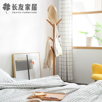 Hanging clothes rack floor bedroom good things Nordic all solid wood coat rack household hanging bag rack vertical Japanese creative