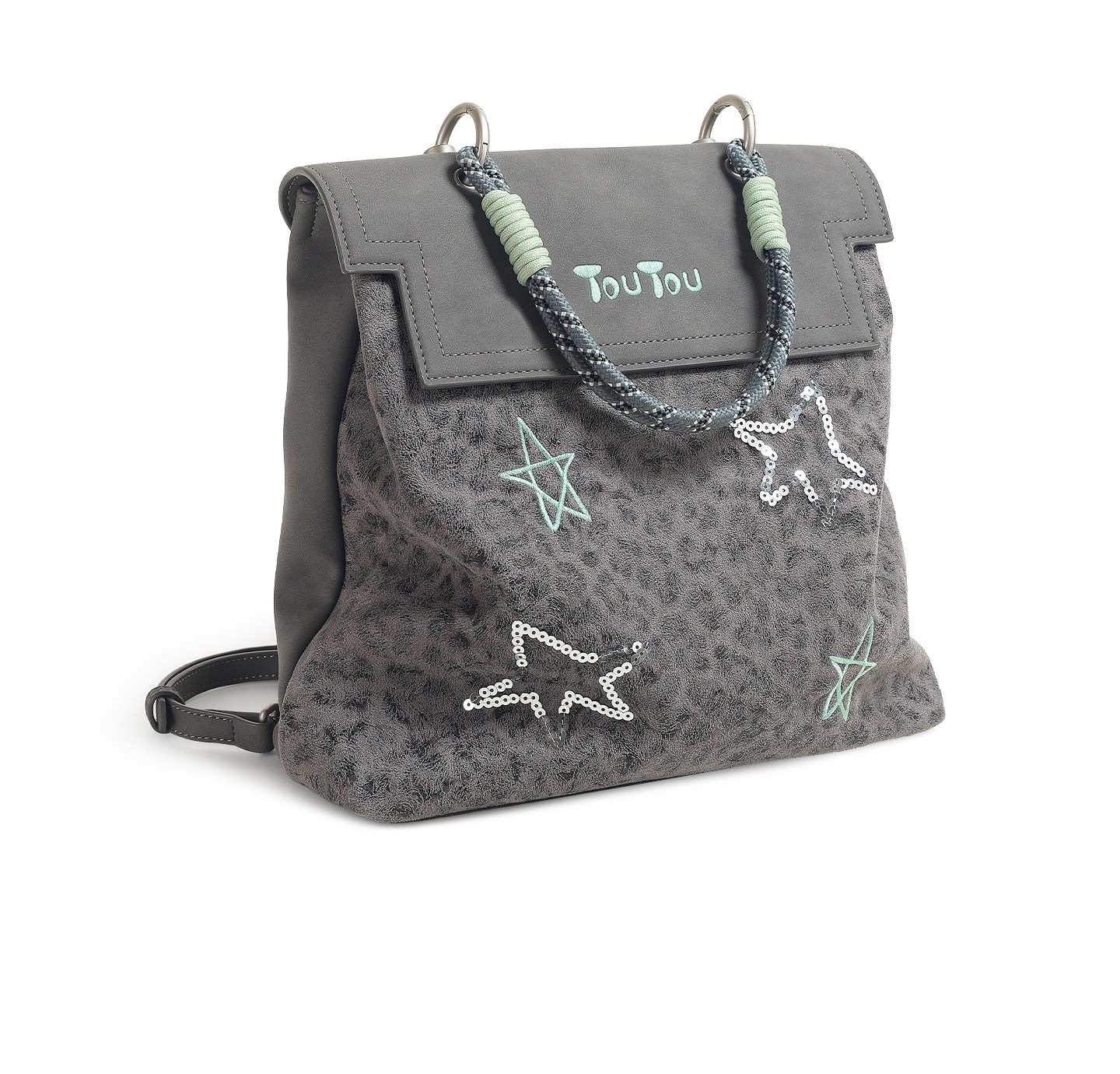TOUTOU nut Grey Leopard Print Backpack