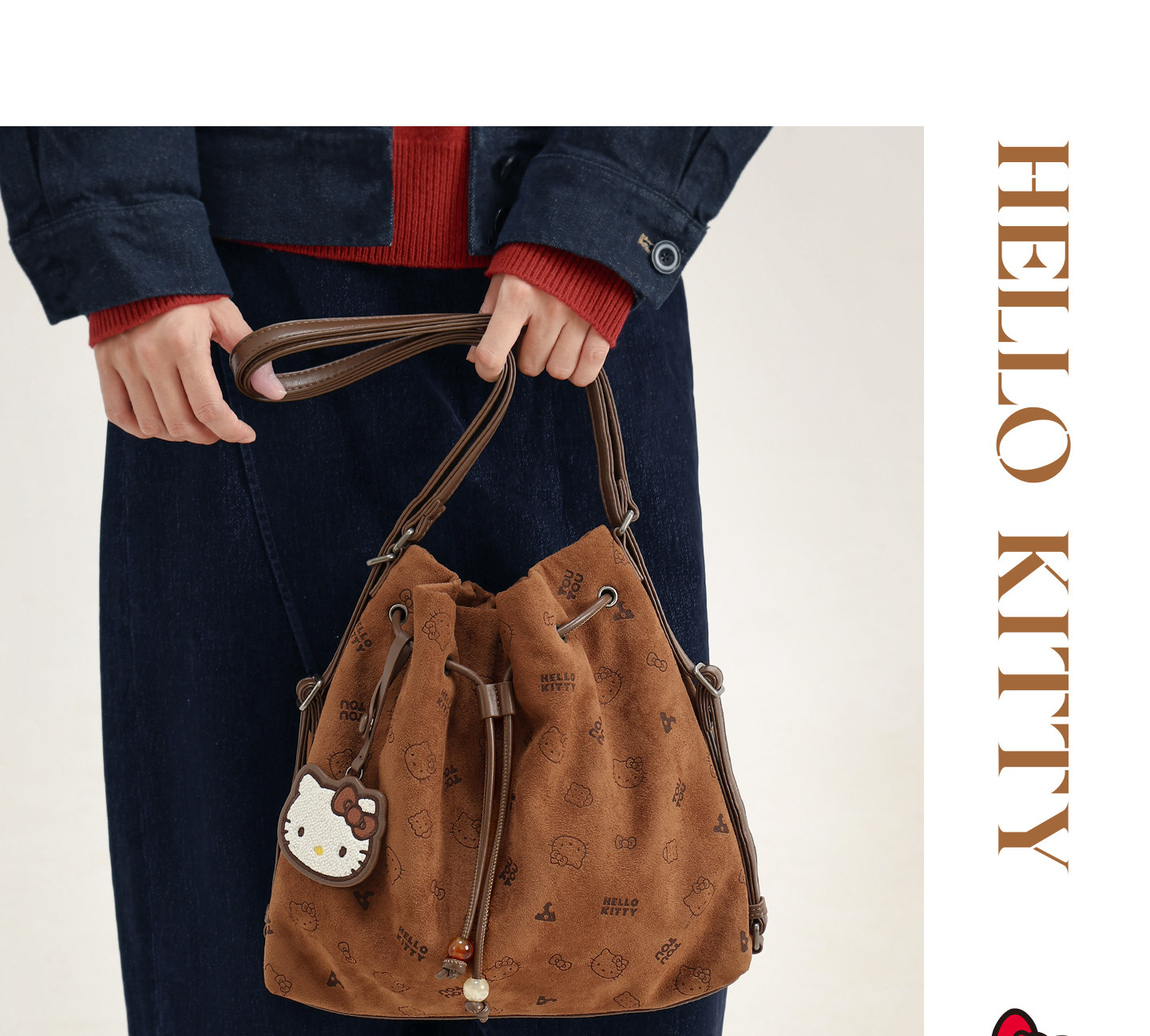 TOUTOU Hello Kitty Drawstring Bucket Bag