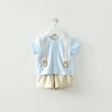 Детский спортивный костюм для выхода на улицу, раздельный костюм мальчика цветочника для отдыха, футболка, летняя одежда, в западном стиле, в корейском стиле