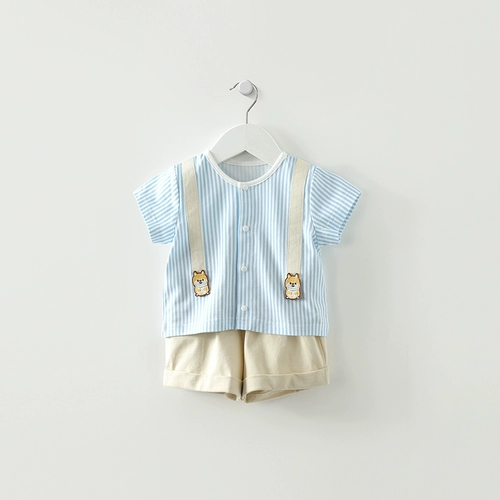 Детский спортивный костюм для выхода на улицу, раздельный костюм мальчика цветочника для отдыха, футболка, летняя одежда, в западном стиле, в корейском стиле