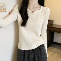 Autumn new style pregnancy bottoming sweater long-sleeved outer wear autumn pregnant women V-neck top simple stretch sweater for women