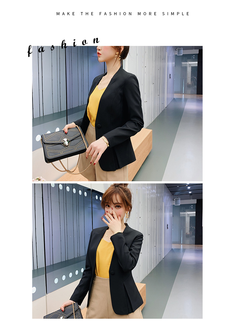 黛 2019 Xuân-Hè 2018 phiên bản mới của Hàn Quốc cho bộ đồ công sở nữ tự phục vụ là áo khoác mỏng mỏng màu nhỏ phù hợp với áo khoác - Business Suit mẫu áo khoác nữ đẹp 2021