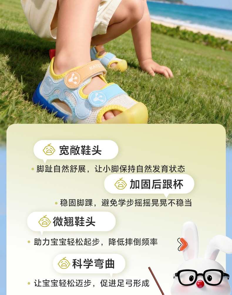 卡特兔女童学步鞋软底儿童夏季婴儿男童鞋子机能防滑宝宝婴儿凉鞋 — 3