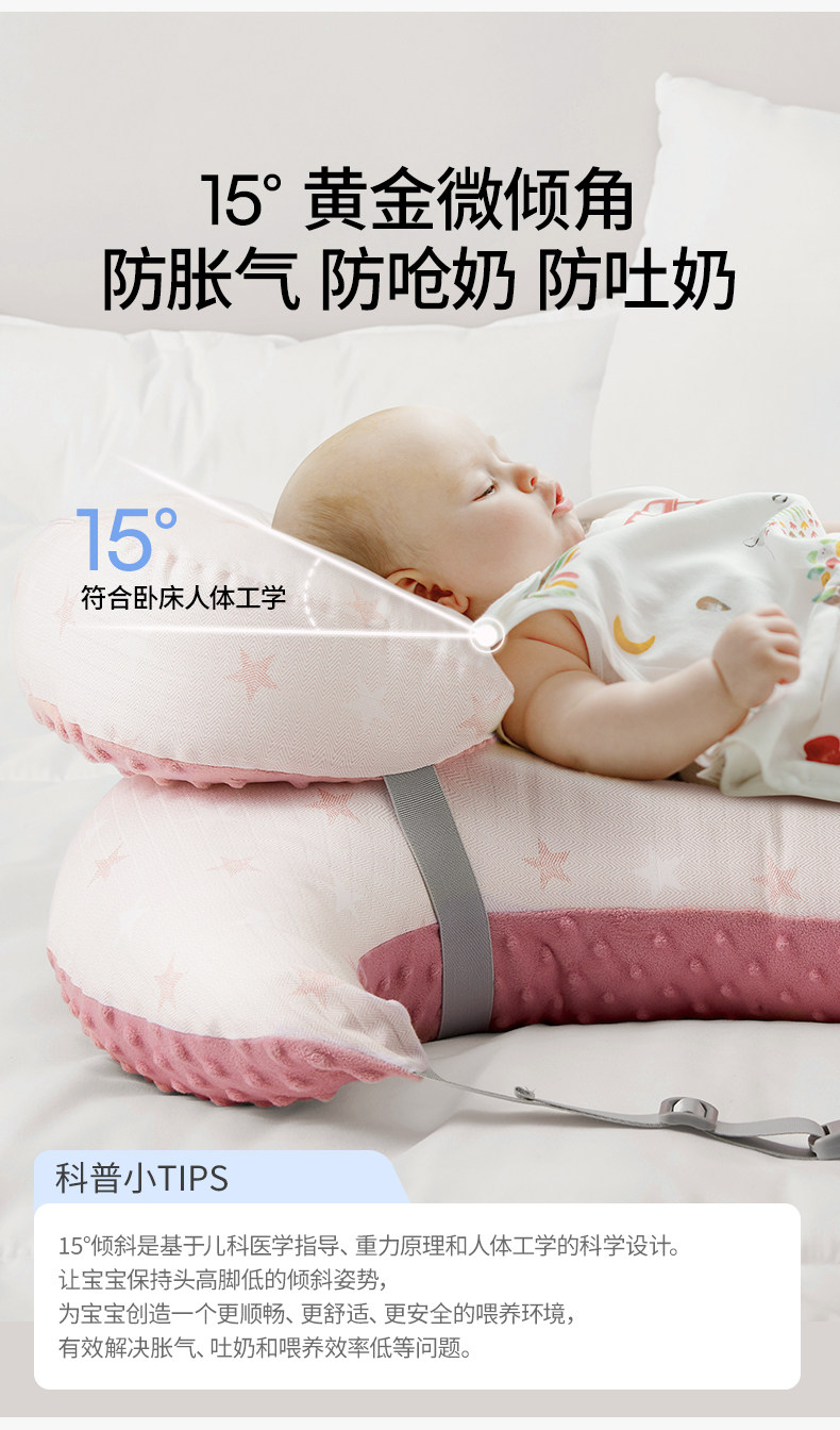 嫚熙哺乳枕喂奶辅助神器婴儿枕头亲喂母乳环抱式斜坡护腰坐喂靠枕 — 6