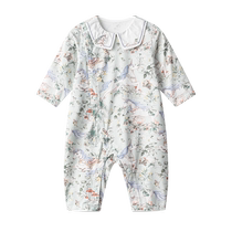 Manxi avocado silk soft cotton baby jumpsuit pure cotton baby baby clothes newborn clothes rompers for early autumn and four seasons