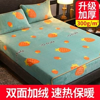 Коралловая нескользящая простыня на флисовой подкладке, двусторонное фланелевое удерживающее тепло покрывало, защитный чехол, увеличенная толщина, фиксаторы в комплекте