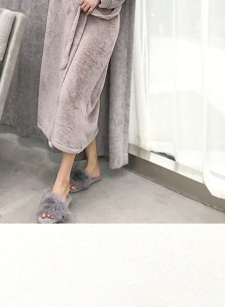 Áo ngủ nữ mùa đông dày lông cừu san hô dày Phụ nữ có thể mặc áo choàng dài tay Áo choàng tắm dài ấm áp của Hàn Quốc váy ngủ nữ