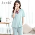 Quần cotton cotton tháng tháng dành cho phụ nữ mang thai Bộ đồ ngủ mùa xuân và mùa hè quần short tay ngắn sau sinh cho con bú - Giải trí mặc / Mum mặc do bau Giải trí mặc / Mum mặc