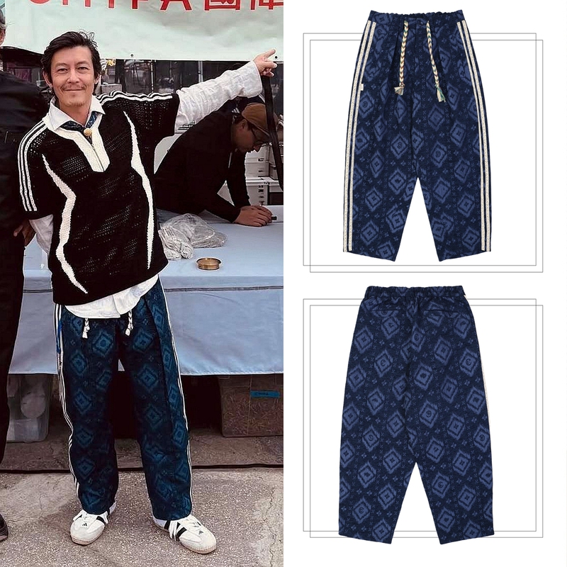 Edison Chen's Same Style Trendy Brand Three-Stripe Woven Ethnic Style Spring and Autumn Nine-Point Casual Pants for Men Edison Chen's Same Style Trendy Brand Three-Stripe Woven Ethnic Style Spring and Autumn Nine-Point Casual Pants for Men