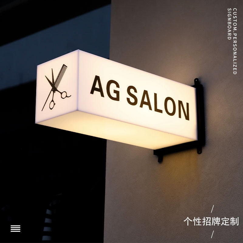 Double sided side hanging acrylic light box door head Outdoor light card sign plaque individuality custom hanging luminous display card