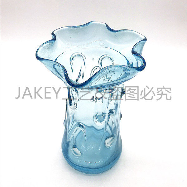 Round Mouth Lotus Leaf Edge Large Vase Styling Unique Transparent Glass Crystal Vases Special Price Tank Interior Color