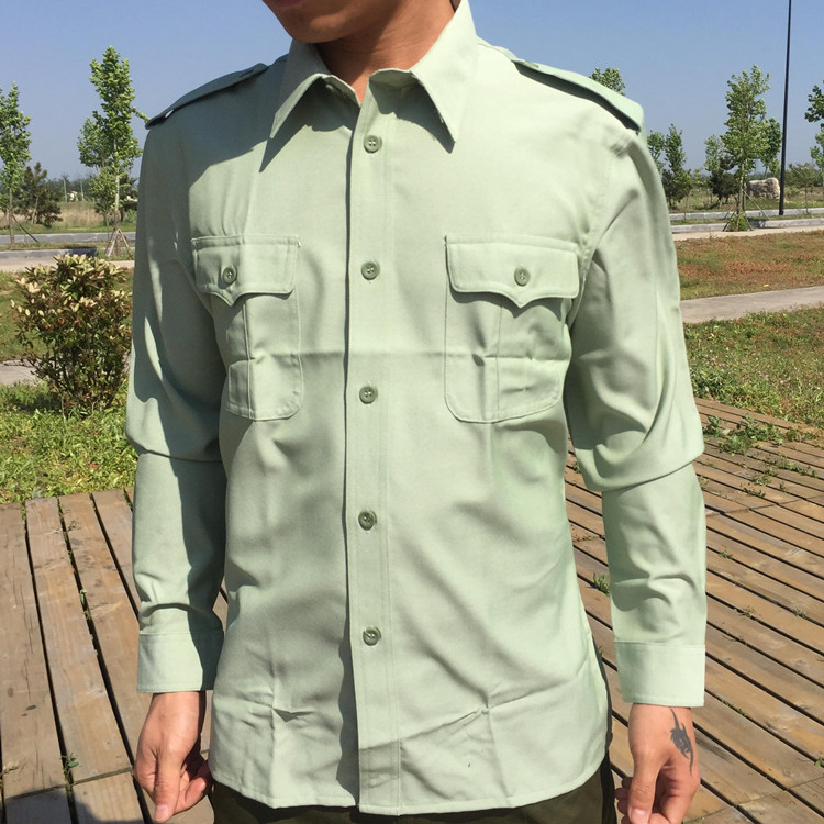 Retired Long Sleeve 99 Plain Weave Shirt Army Orchestra Performance Shirt Deep Green Speed Dry Type Army Camouflage Pure Color Military Training Suit