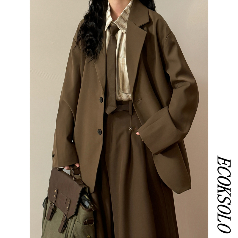 Ecoksolo Autumn Maillard Retro Loose-Fitting Blazer for Men and Women, High-End Suit Jacket, Lazy Style Trend Ecoksolo Autumn Maillard Retro Loose-Fitting Blazer for Men and Women, High-End Suit Jacket, Lazy Style Trend