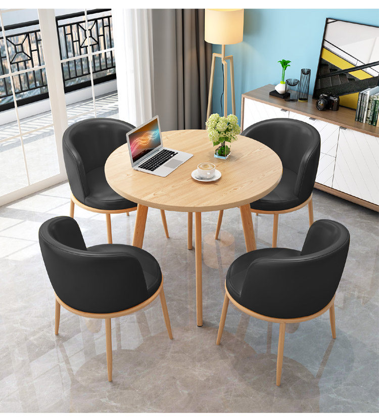 Simple negotiation table and chair combination small round table one table four chairs milk tea shop coffee shop sample house exhibition center 4S shop leisure dining table