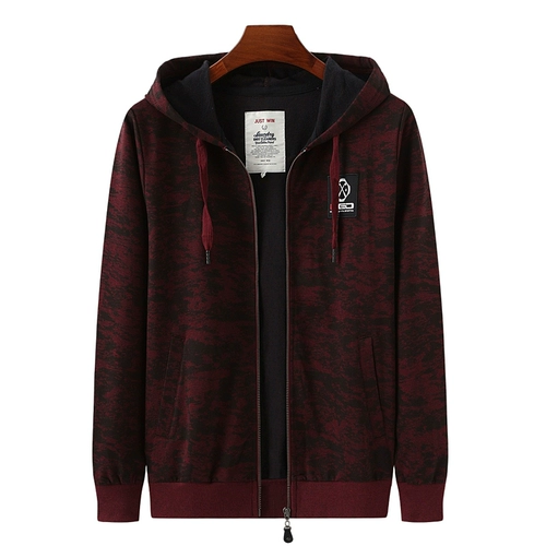 Осенний камуфляжный спортивный кардиган для отдыха с капюшоном, тонкая толстовка с молнией, трендовый лонгслив, куртка, оверсайз