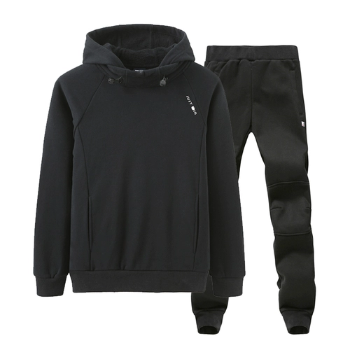 Демисезонный комплект для влюбленных, бархатная толстовка с капюшоном, трендовый утепленный спортивный костюм для отдыха