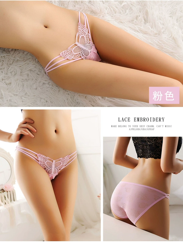 Red Mei 4 hộp quà tặng bướm thêu Hàn Quốc trong suốt đồ lót sexy nữ ren cám dỗ eo thấp tóm tắt