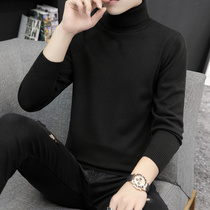  2021 autumn and winter new turtleneck sweater mens trend solid color sweater line clothing Korean version of mens autumn top clothing