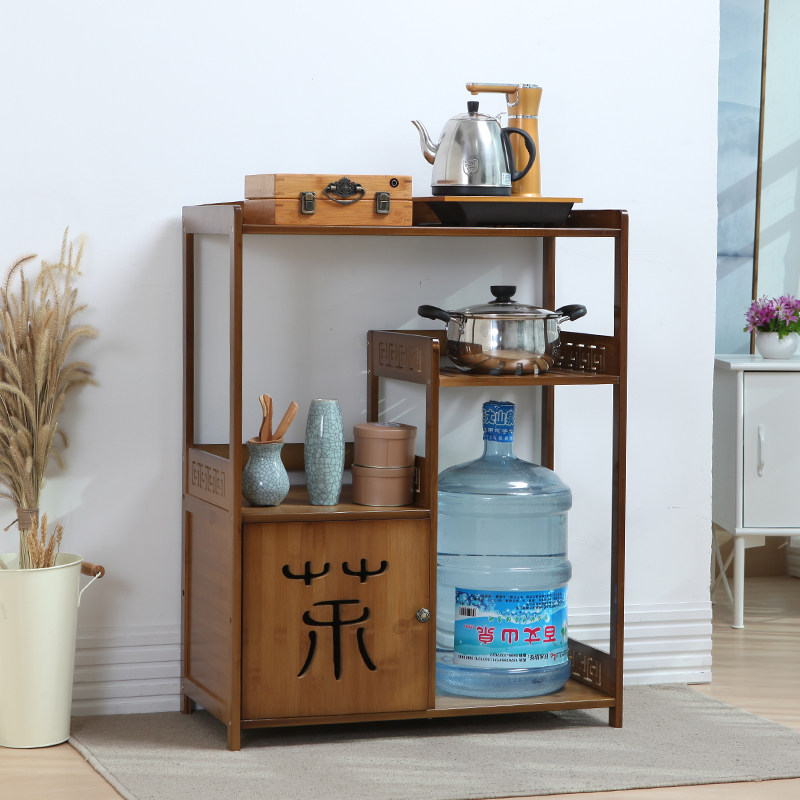 Tea Water Rack Solid Wood Small Tea Table Shelf Living Room Tea Table Side A Few Cabinet Water Dispenser Bucket Tea Disposal Shelf