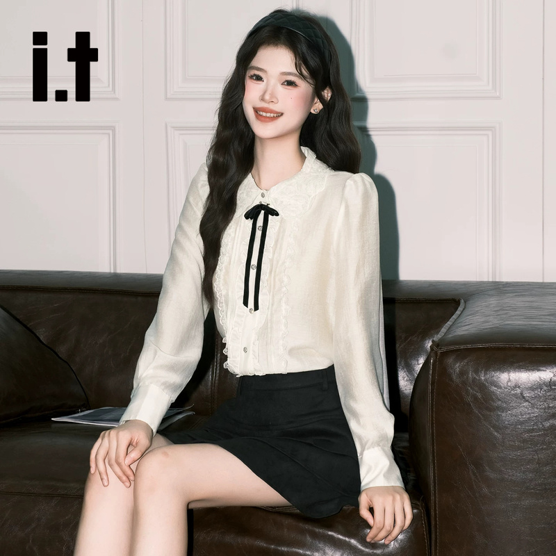 It:Chocoolate French-Style Apricot-Colored Doll Collar Long-Sleeve Shirt for Women, Beautiful Lace-Trimmed Elegant Top It:Chocoolate French-Style Apricot-Colored Doll Collar Long-Sleeve Shirt for Women, Beautiful Lace-Trimmed Elegant Top