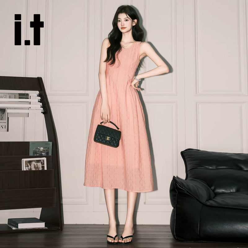 It:Chocoolate Gentle and Sweet Pink Vest Dress for Women, Summer, Very Pretty, Waist-Cinching A-Line Vacation Long Dress It:Chocoolate Gentle and Sweet Pink Vest Dress for Women, Summer, Very Pretty, Waist-Cinching A-Line Vacation Long Dress