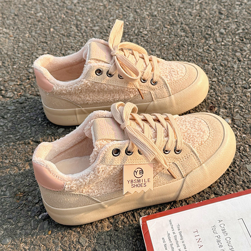 Canvas Shoes Women Plus Suede Cotton Shoes 2023 New Autumn And Winter Style Warm Shoes Children 100 hitch a small crowd of Thick Bottom Casual Board Shoes-Taobao
