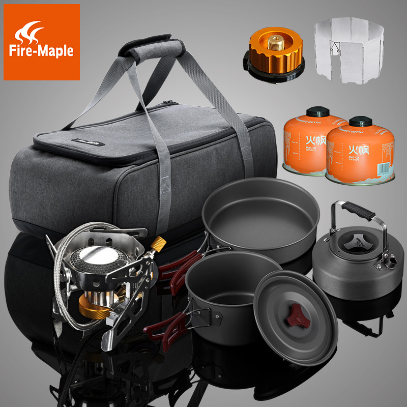 Fire Maple Outdoor Stove Portable Cookware Set Kettle Outdoor Stove Camping Cookware Outdoor Cooking Equipment Complete Set