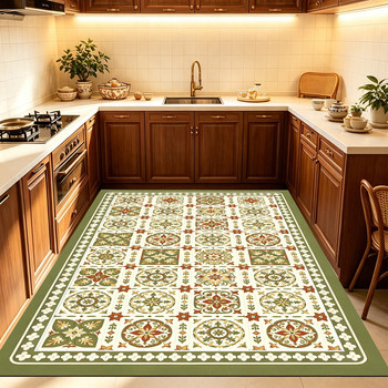 Medieval style kitchen floor mats, no-wash, large-area full-coverage