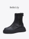 BellaLily新款厚底纯色中筒靴女透气切尔西靴拉链瘦瘦靴子