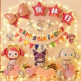 Третий день рождения маленькой девочки Мелоди, счастливая вечеринка, украшение воздушными шарами для детей и детей, фон, настенная сцена, композиция