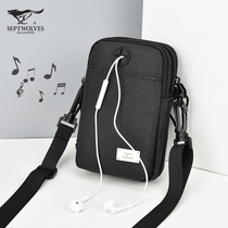 Seven Wolves Mobile Phone Bag Mens Single Shoulder Casual Diagonal Satchel and Damp Bag mens bag Purse Strings NEW FASHION
