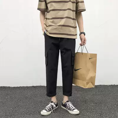 Autumn pants men Korean version of the trend loose Joker overalls pants straight trendy brand trousers sports pants leisure ankle-length pants