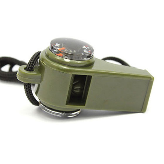 Three-in-one compass life-saving whistle thermometer outdoor multi-functional survival whistle portable high-frequency whistle with lanyard